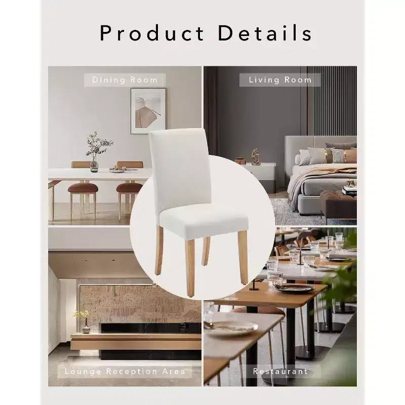 Acekool Upholstered Dining Chairs Set of 2, Wood Legs, Linen Fabric, for Dining Room and Kitchen