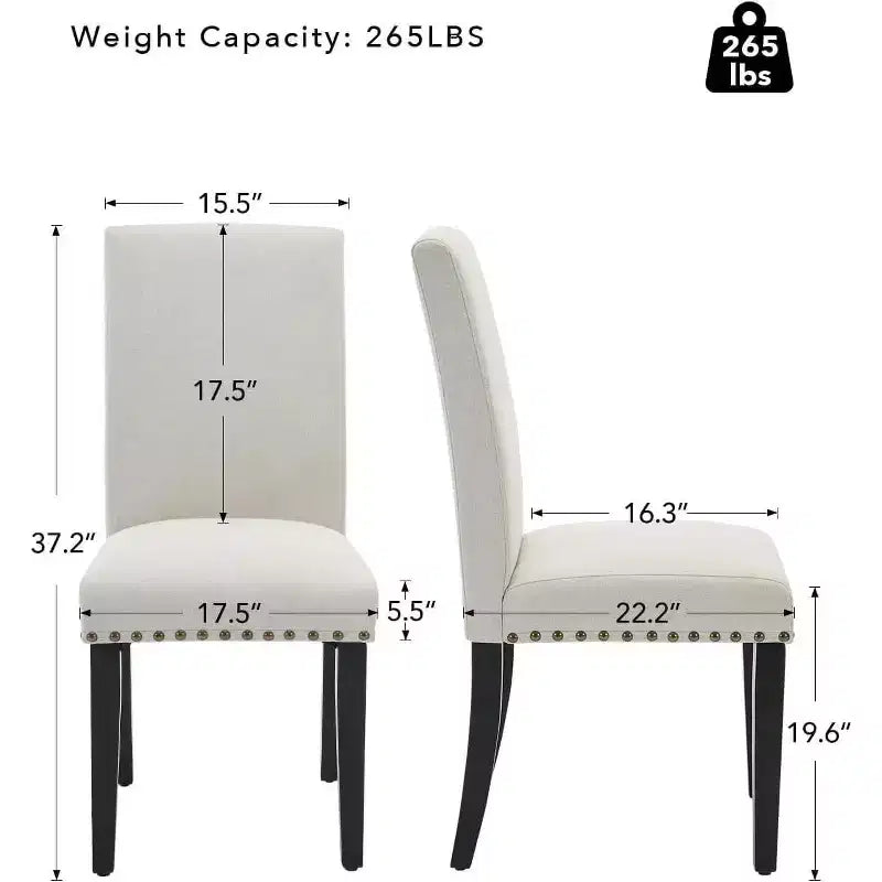 Acekool Upholstered Dining Chairs Set of 2, Wood Legs, Linen Fabric, for Dining Room and Kitchen