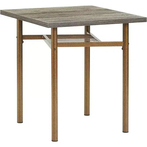 2-Piece Dining Set, Square 47.3 Wood Table with Metal Legs & Matching Chairs, Antique Brown Kitchen Table for Small Spaces