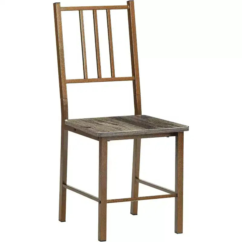 2-Piece Dining Set, Square 47.3 Wood Table with Metal Legs & Matching Chairs, Antique Brown Kitchen Table for Small Spaces