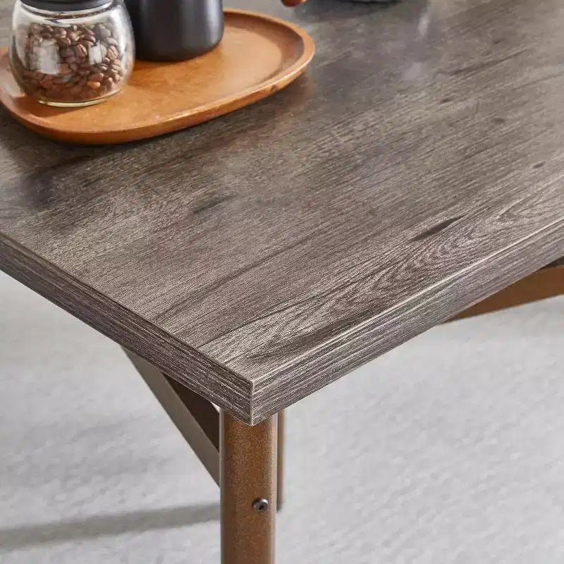 2-Piece Dining Set, Square 47.3 Wood Table with Metal Legs & Matching Chairs, Antique Brown Kitchen Table for Small Spaces