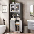 Kitchen Pantry Cabinet, Wood Coffee Bar Cabinet with 4 Doors and 1 Drawer, Farmhouse Storage Cabinet