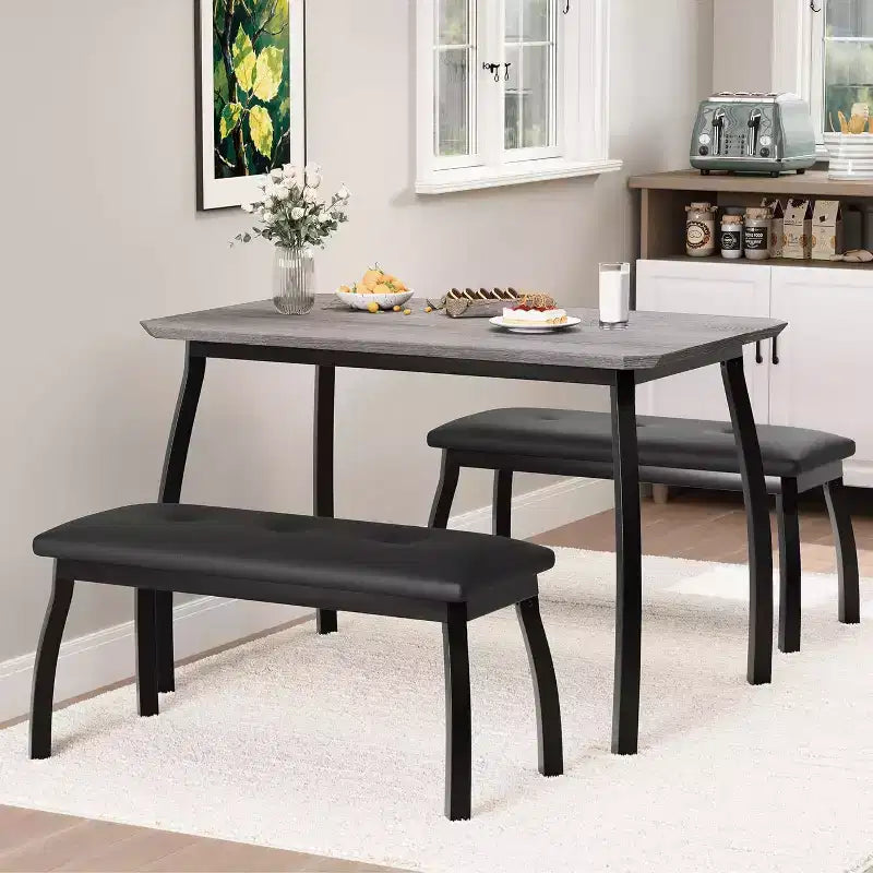 Versatile 44 Extendable Table Set, 3-Piece Convertible Kitchen/Dining Room Furniture, Compact Design for Small Spaces, Easy to Assemble