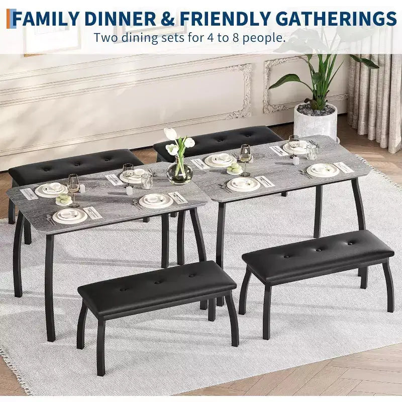 Versatile 44 Extendable Table Set, 3-Piece Convertible Kitchen/Dining Room Furniture, Compact Design for Small Spaces, Easy to Assemble
