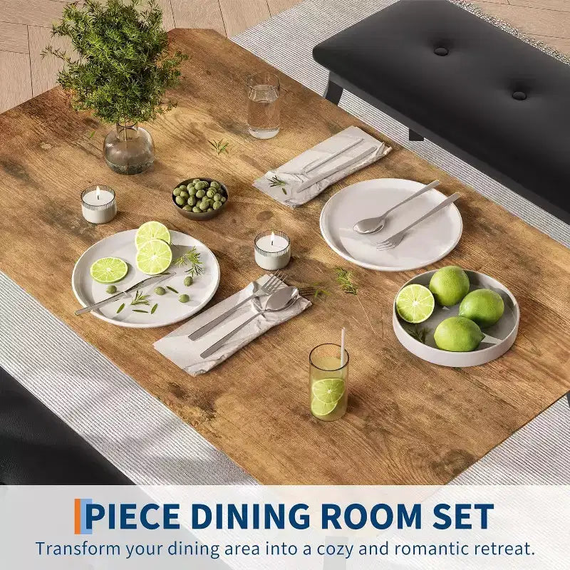 Versatile 44 Extendable Table Set, 3-Piece Convertible Kitchen/Dining Room Furniture, Compact Design for Small Spaces, Easy to Assemble