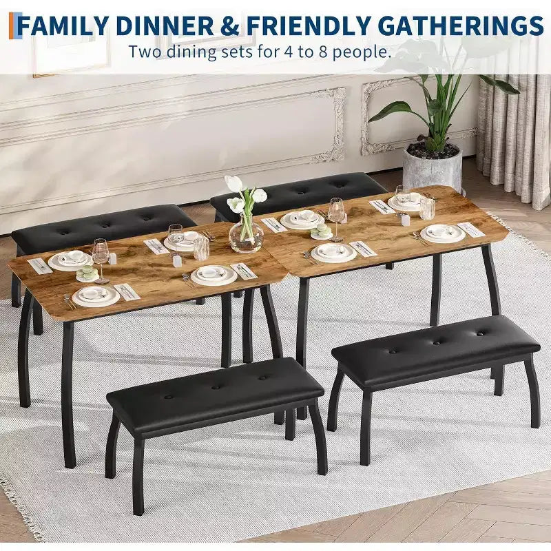 Versatile 44 Extendable Table Set, 3-Piece Convertible Kitchen/Dining Room Furniture, Compact Design for Small Spaces, Easy to Assemble