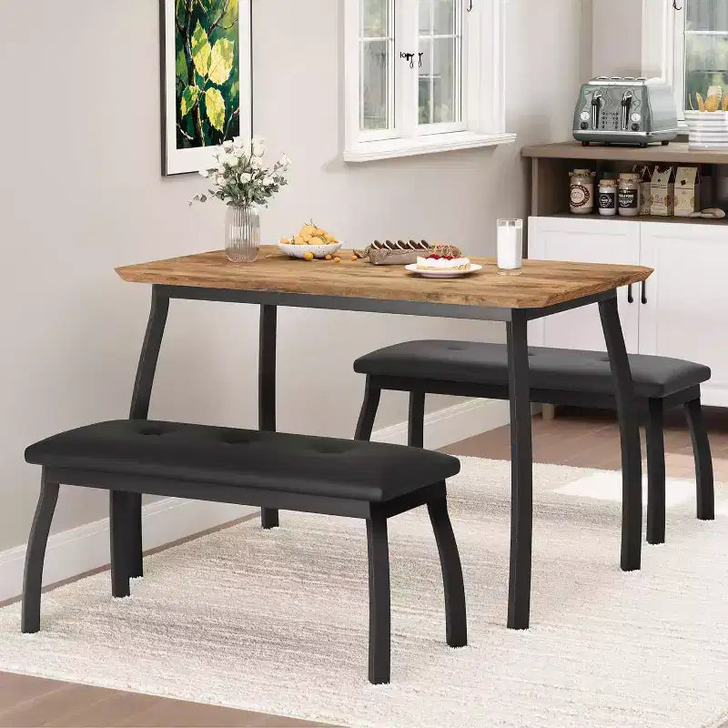Versatile 44 Extendable Table Set, 3-Piece Convertible Kitchen/Dining Room Furniture, Compact Design for Small Spaces, Easy to Assemble