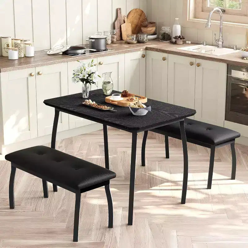 Versatile 44 Extendable Table Set, 3-Piece Convertible Kitchen/Dining Room Furniture, Compact Design for Small Spaces, Easy to Assemble