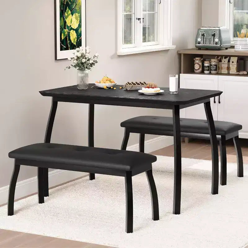 Versatile 44 Extendable Table Set, 3-Piece Convertible Kitchen/Dining Room Furniture, Compact Design for Small Spaces, Easy to Assemble
