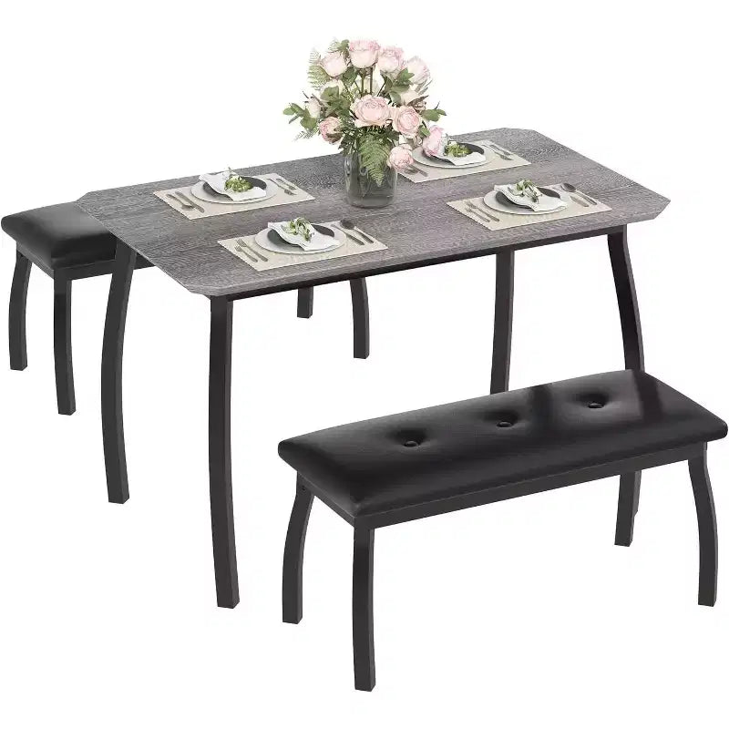Versatile 44 Extendable Table Set, 3-Piece Convertible Kitchen/Dining Room Furniture, Compact Design for Small Spaces, Easy to Assemble