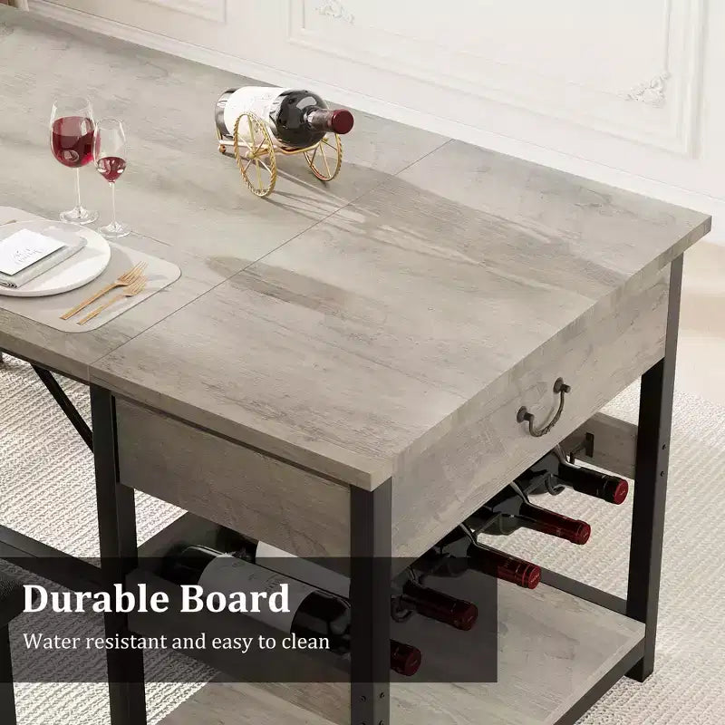Dining Table Set for 4, Kitchen Dining Table Set with Upholstered Benches, Kitchen Dining Room Table for Small Space