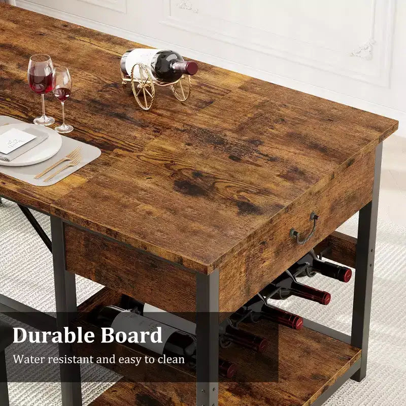 Dining Table Set for 4, Kitchen Dining Table Set with Upholstered Benches, Kitchen Dining Room Table for Small Space