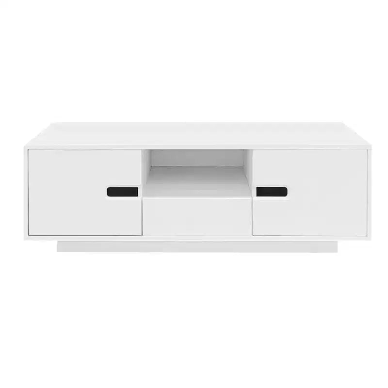Okak Modern LED Coffee Table, 16-Color Lighting & Storage Space in High Gloss Finish, Rectangle Accent Center Table for Living Room