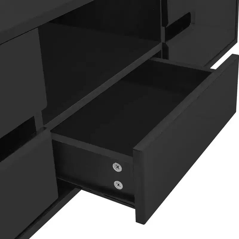 Okak Modern LED Coffee Table, 16-Color Lighting & Storage Space in High Gloss Finish, Rectangle Accent Center Table for Living Room