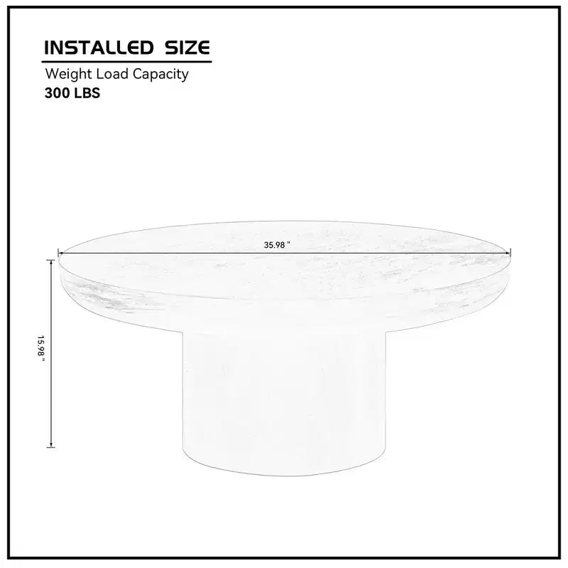 Okak 36L Round Coffee Table for Living Room, Wood Veneer Tabletop, Sofa Side Table with Cylindrical Leg for Small Space Home Office