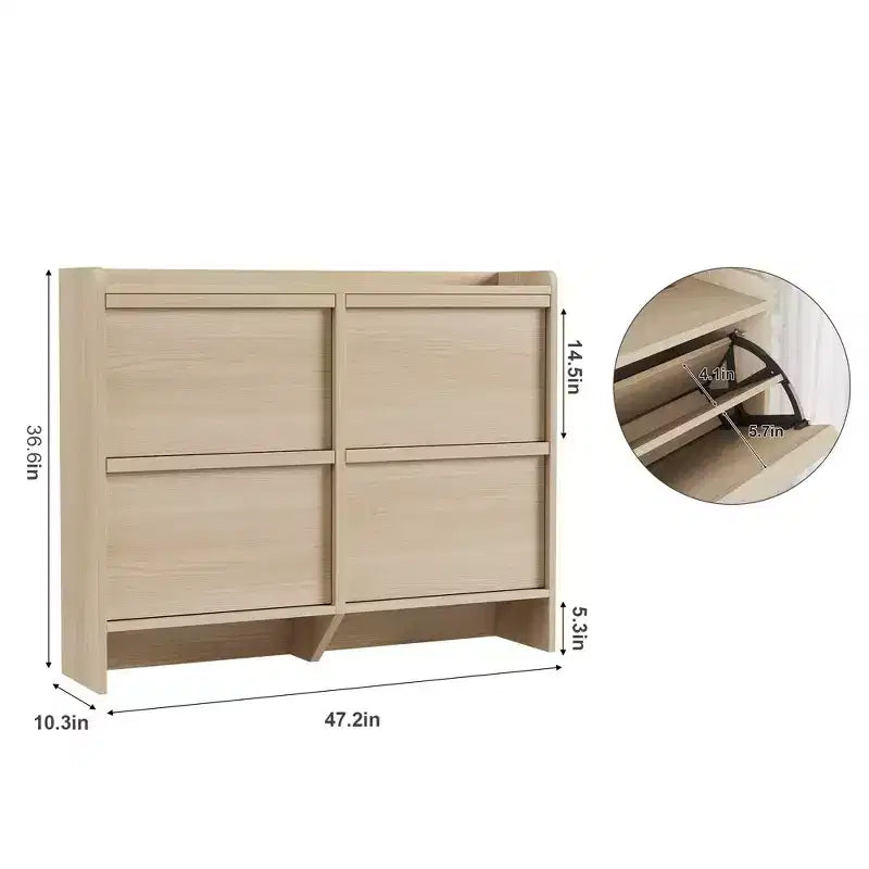 Shoe Cabinet with Flip Drawers, Modern Shoe Storage for Entryway, Wooden Shoe Cabinet with Adjustable Shelf
