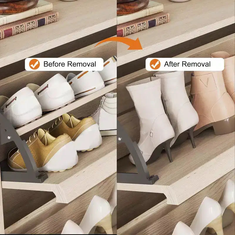 Shoe Cabinet with Flip Drawers, Modern Shoe Storage for Entryway, Wooden Shoe Cabinet with Adjustable Shelf