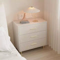 Modern White Chest of Drawers, 8 Drawer Dresser with Gold Handles and Legs, Wooden Nightstand with Linen-Textured Surface