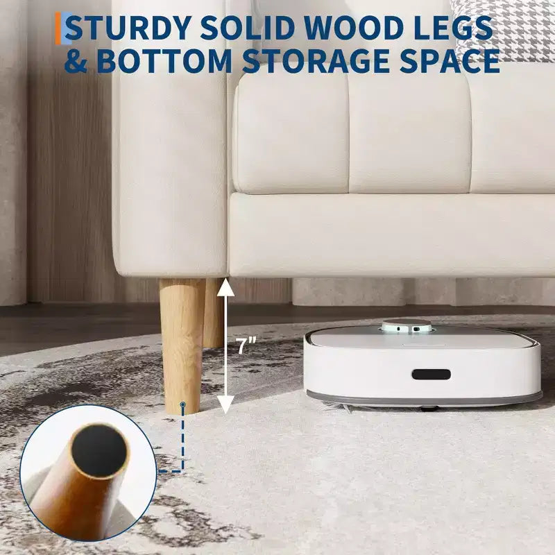 Faux Leather Sofa Couch, Modern 78 W Sofa with Deep Seats, 3 Seater Sofa Couch with 2 Throw Pillows and Wood Legs, Easy Assembly