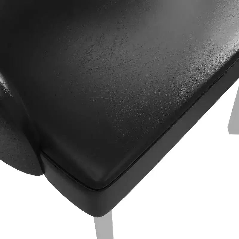 LeisureMod Ethos Modern Dining Chairs Set of 2  Leather Seats with Curved Back and Black Iron Legs, Seating for Kitchen, Dining Room, Cafe