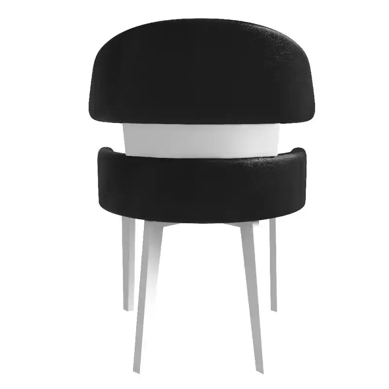 LeisureMod Ethos Modern Dining Chairs Set of 2  Leather Seats with Curved Back and Black Iron Legs, Seating for Kitchen, Dining Room, Cafe