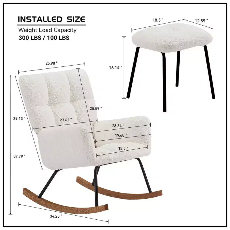 Modern Rocking Chair with High Backrest Armrests Ergonomic Design Lounge Recliner Chair