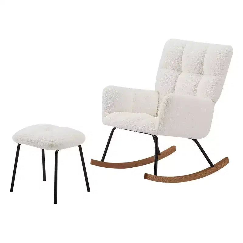 Modern Rocking Chair with High Backrest Armrests Ergonomic Design Lounge Recliner Chair