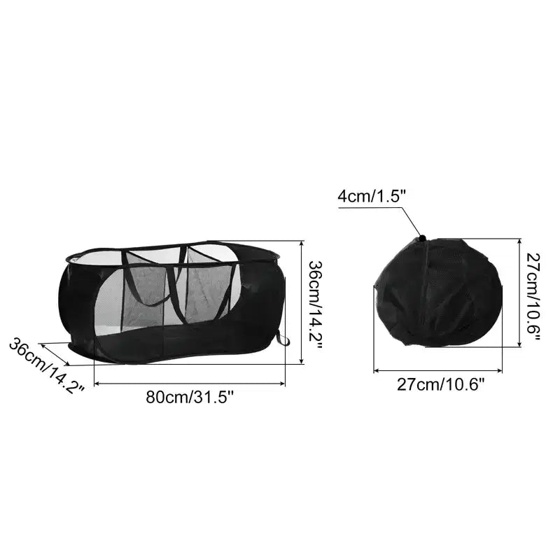 Unique Bargains Compartment Collapsible Mesh Laundry Basket 1 Pc