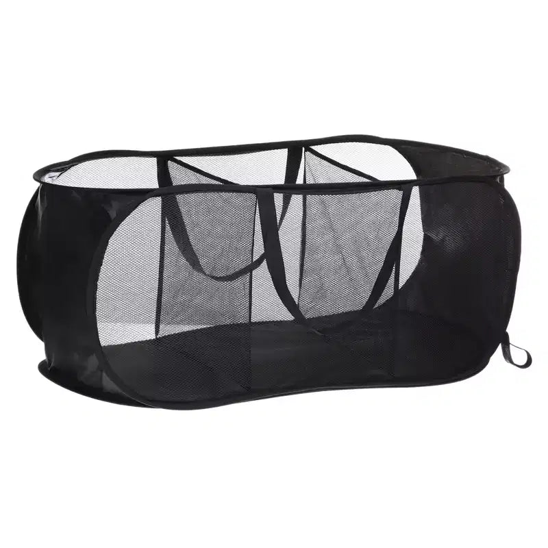 Unique Bargains Compartment Collapsible Mesh Laundry Basket 1 Pc