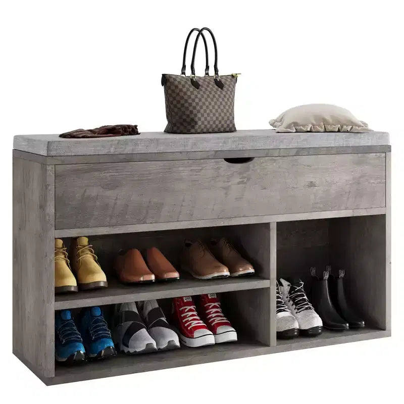 Shoe Bench with Cushion,Adjustable Shelf Entryway Bench,Hidden Storage Shoe Bench Wooden Shoe Rack,for Entryway, Hallway