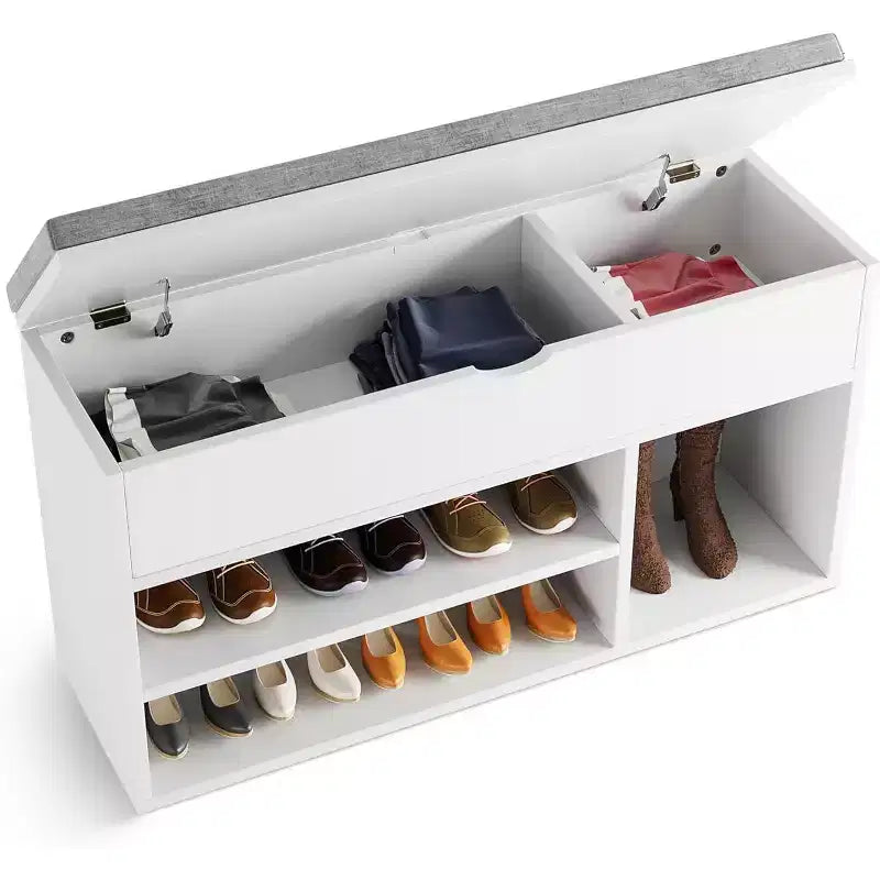 Shoe Bench with Cushion,Adjustable Shelf Entryway Bench,Hidden Storage Shoe Bench Wooden Shoe Rack,for Entryway, Hallway
