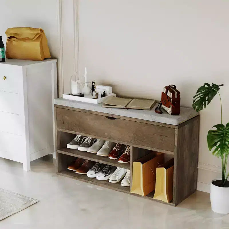 Shoe Bench with Cushion,Adjustable Shelf Entryway Bench,Hidden Storage Shoe Bench Wooden Shoe Rack,for Entryway, Hallway