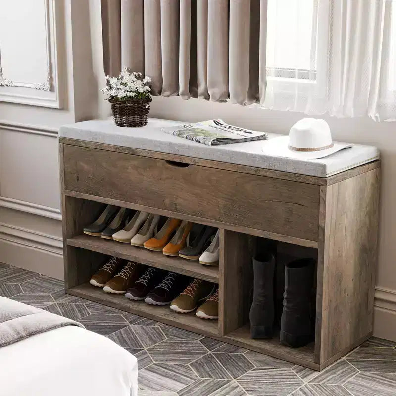 Shoe Bench with Cushion,Adjustable Shelf Entryway Bench,Hidden Storage Shoe Bench Wooden Shoe Rack,for Entryway, Hallway