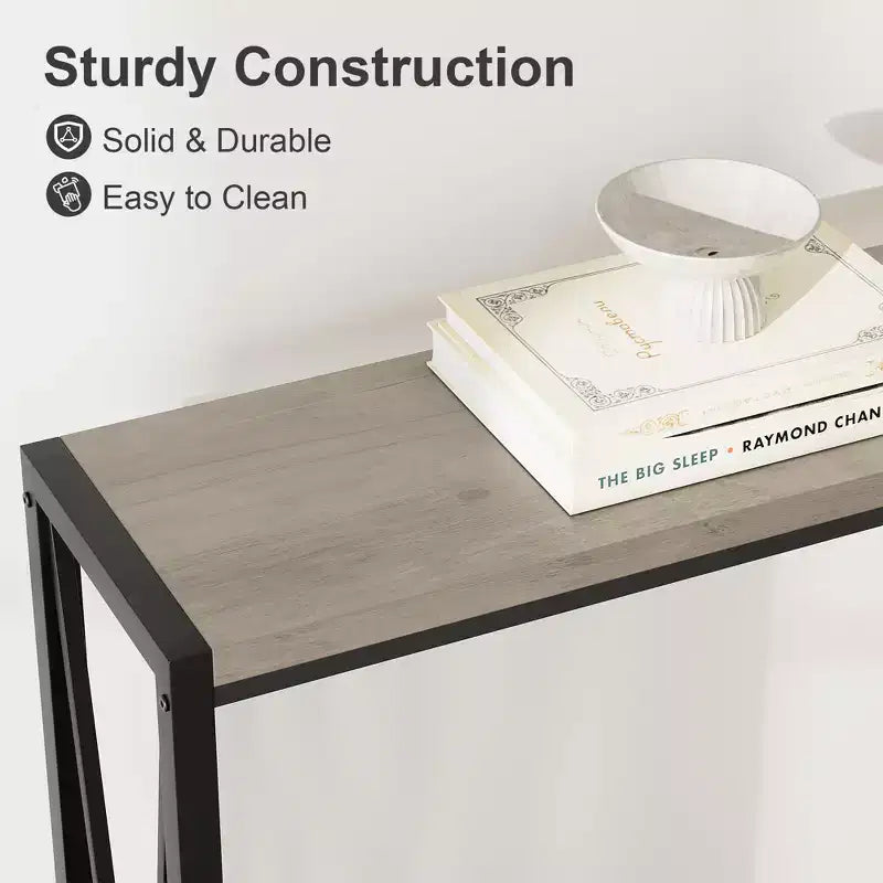 TROPOW Console Table, 2 Tier Entryway Table, Narrow Sofa Table with Storage, Console Table for Entryway, Living Room, Hallway