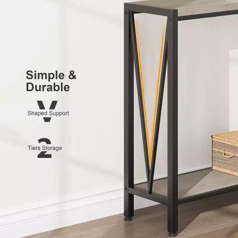 TROPOW Console Table, 2 Tier Entryway Table, Narrow Sofa Table with Storage, Console Table for Entryway, Living Room, Hallway