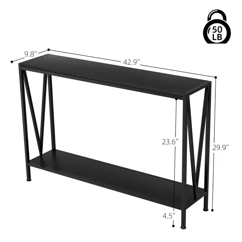 TROPOW Console Table, 2 Tier Entryway Table, Narrow Sofa Table with Storage, Console Table for Entryway, Living Room, Hallway