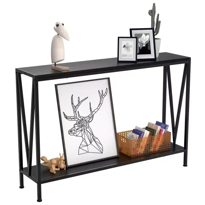 TROPOW Console Table, 2 Tier Entryway Table, Narrow Sofa Table with Storage, Console Table for Entryway, Living Room, Hallway