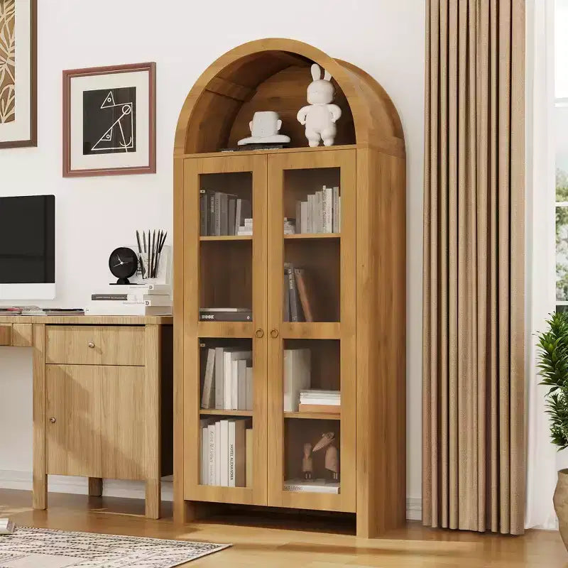 70 Tall Arched Kitchen Pantry Cabinet, Wood Kitchens Storage Cabinets with Adjustable Shelves, Versatile Cupboard for Dining Room, Bathroom
