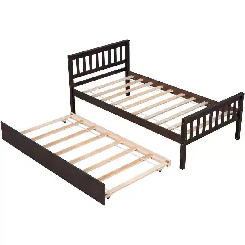 Acekool Twin Platform Bed Frame with Headboard, 2 Storage Drawers, Compact Noise-Free Design, No Box Spring Needed, for Kids or Guest Room