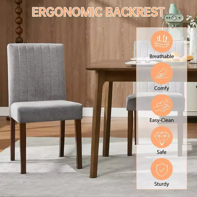 Wood Dining Chair CY-Direct Stripe Base 25018A 2-Pack with Durable Wood Construction, Comfortable Seating, Stylish Design, Easy Assembly