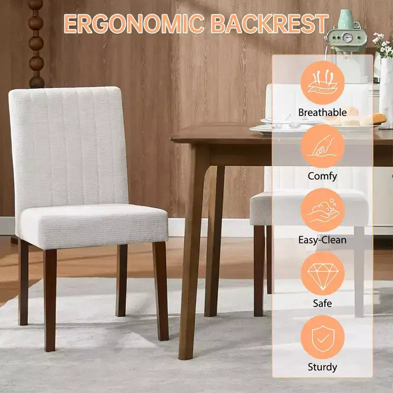 Wood Dining Chair CY-Direct Stripe Base 25018A 2-Pack with Durable Wood Construction, Comfortable Seating, Stylish Design, Easy Assembly