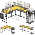 Acekool 68 L-Shaped Gaming Desk - LED Lights & Built-in Charging Station