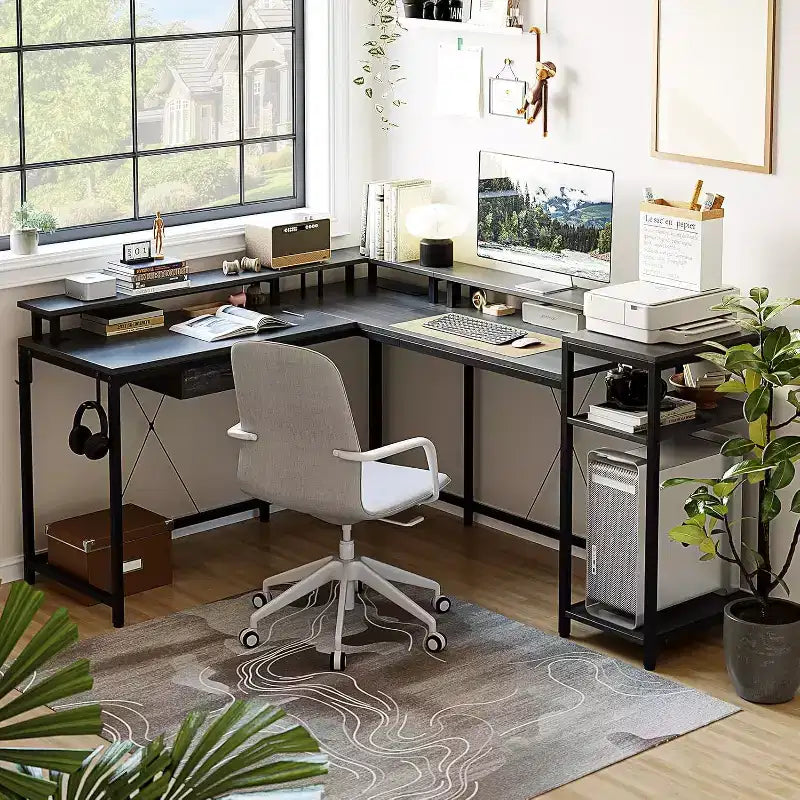 Acekool 68 L-Shaped Gaming Desk - LED Lights & Built-in Charging Station