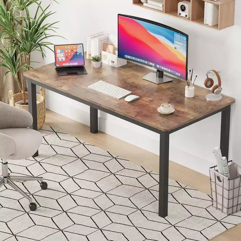 Acekool Modern Computer Desk, 63 Inch Office Table, Large Writing Desk Workstation with Metal Frame, Home Study Desk for Office