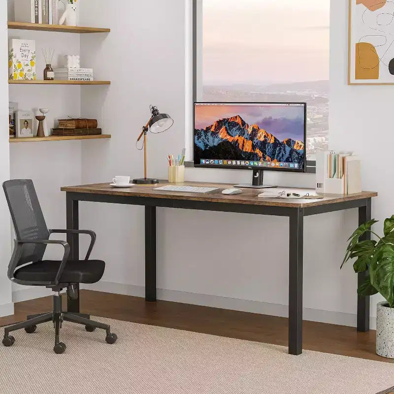 Acekool Modern Computer Desk, 63 Inch Office Table, Large Writing Desk Workstation with Metal Frame, Home Study Desk for Office