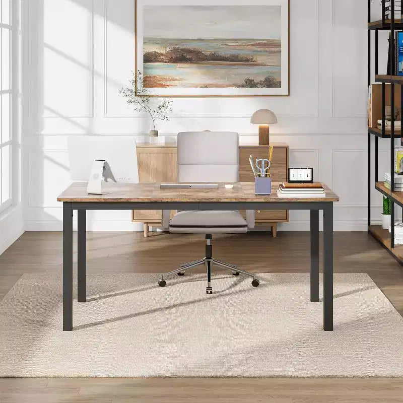 Acekool Modern Computer Desk, 63 Inch Office Table, Large Writing Desk Workstation with Metal Frame, Home Study Desk for Office