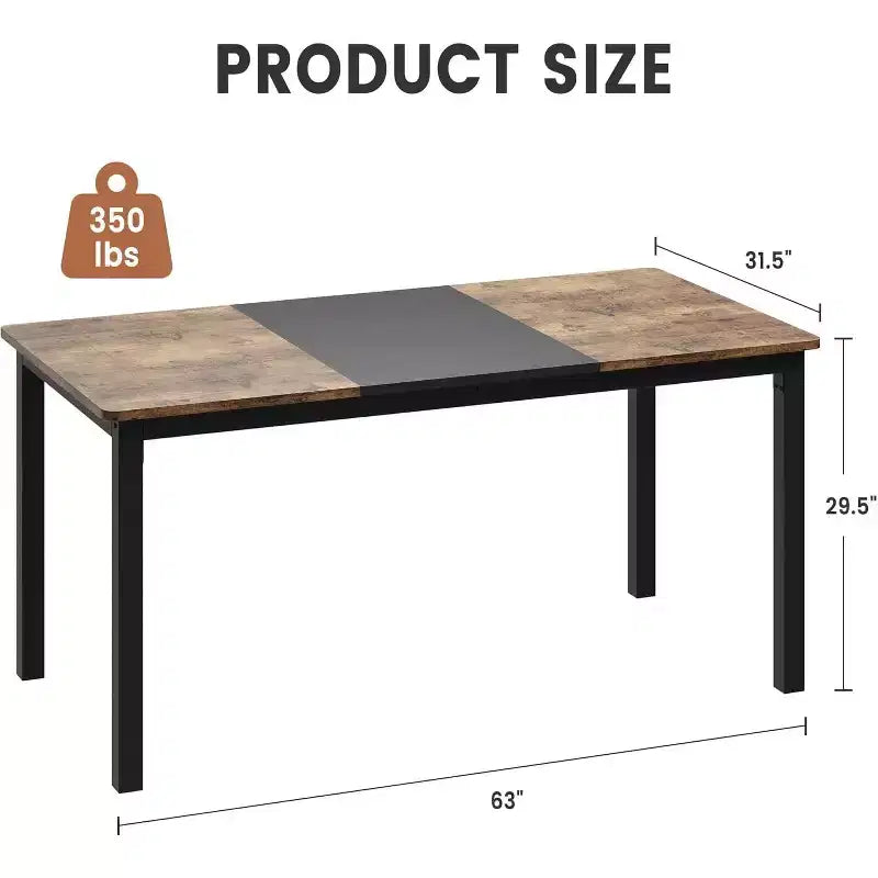 Acekool Modern Computer Desk, 63 Inch Office Table, Large Writing Desk Workstation with Metal Frame, Home Study Desk for Office