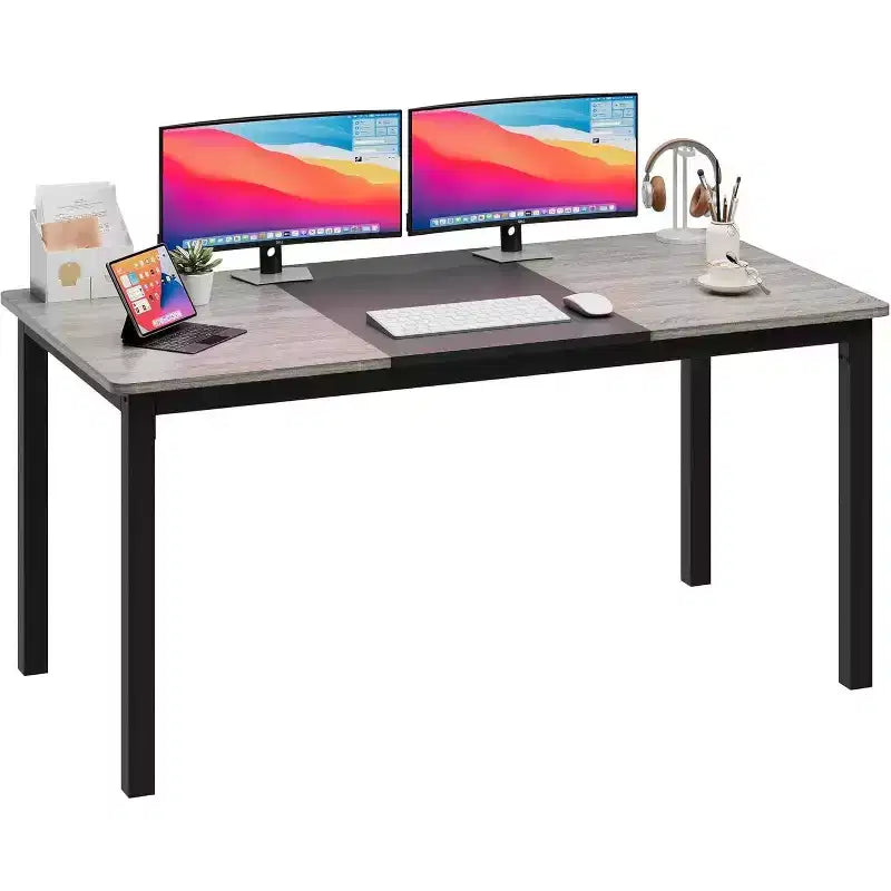 Acekool Modern Computer Desk, 63 Inch Office Table, Large Writing Desk Workstation with Metal Frame, Home Study Desk for Office