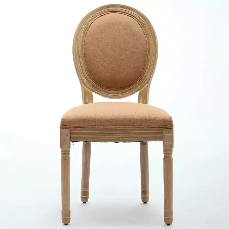 CLIHOME Set of 2 French Style Solid Wood Frame Antique Painting Linen Fabric Back Dining Chairs