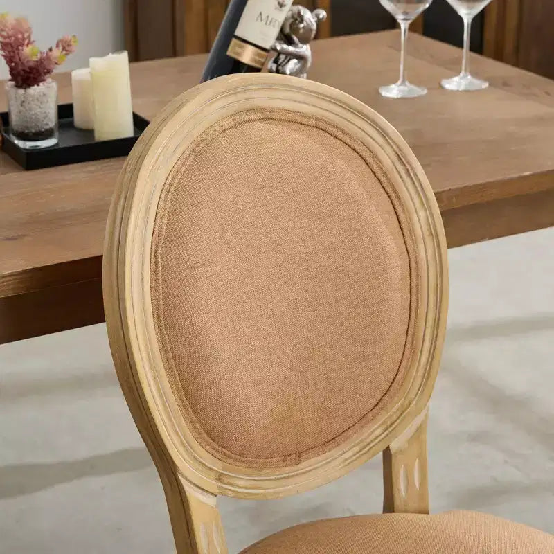 CLIHOME Set of 2 French Style Solid Wood Frame Antique Painting Linen Fabric Back Dining Chairs
